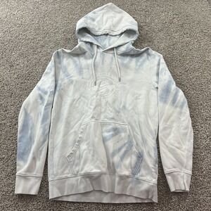 Quiksilver Sweater Mens Small White Blue Tie Dye Pullover Hoodie Streetwear Surf